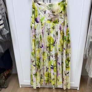 Apparalel sample Floral Maxi Skirt in Yellow and Purple